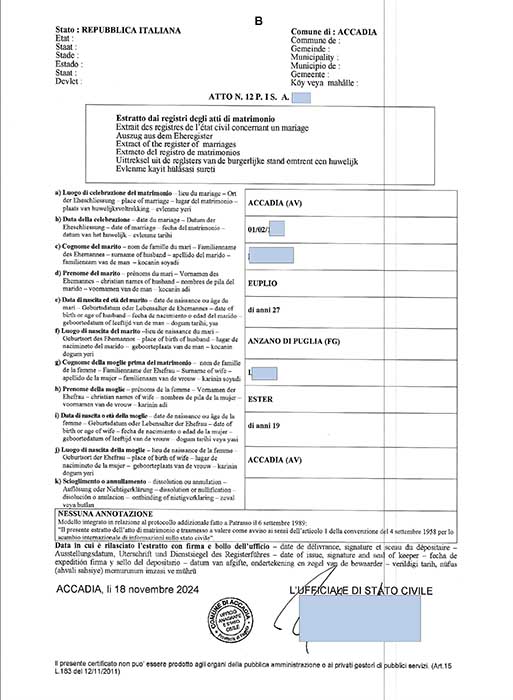 marriage certificate