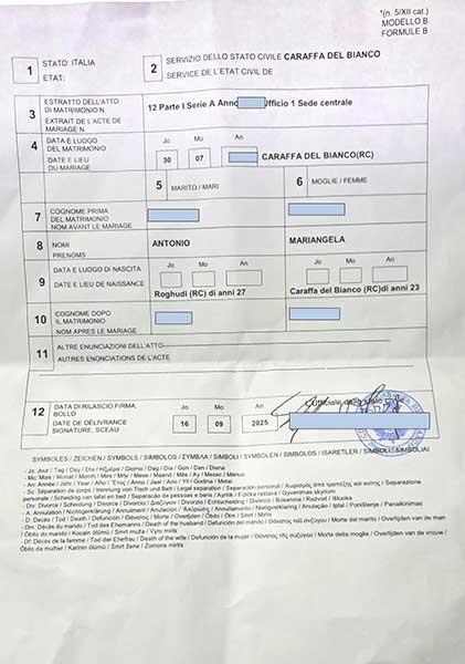 marriage certificate