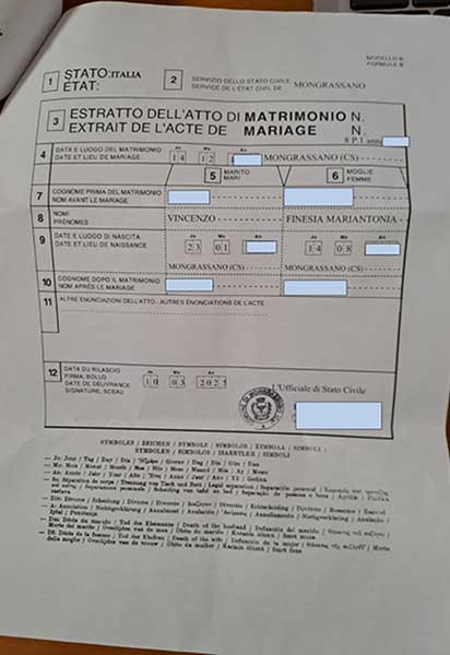marriage certificate