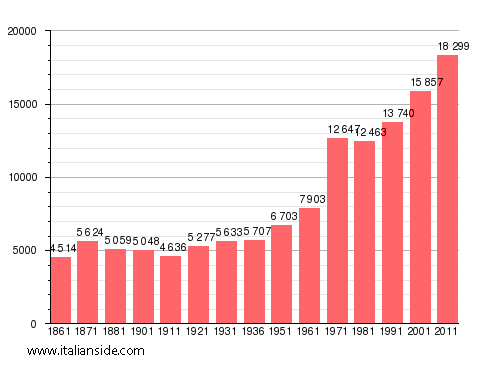 Population statistics for Caselle Torinese